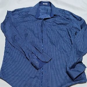 Bugatchi Navy and White Patterned Shirt